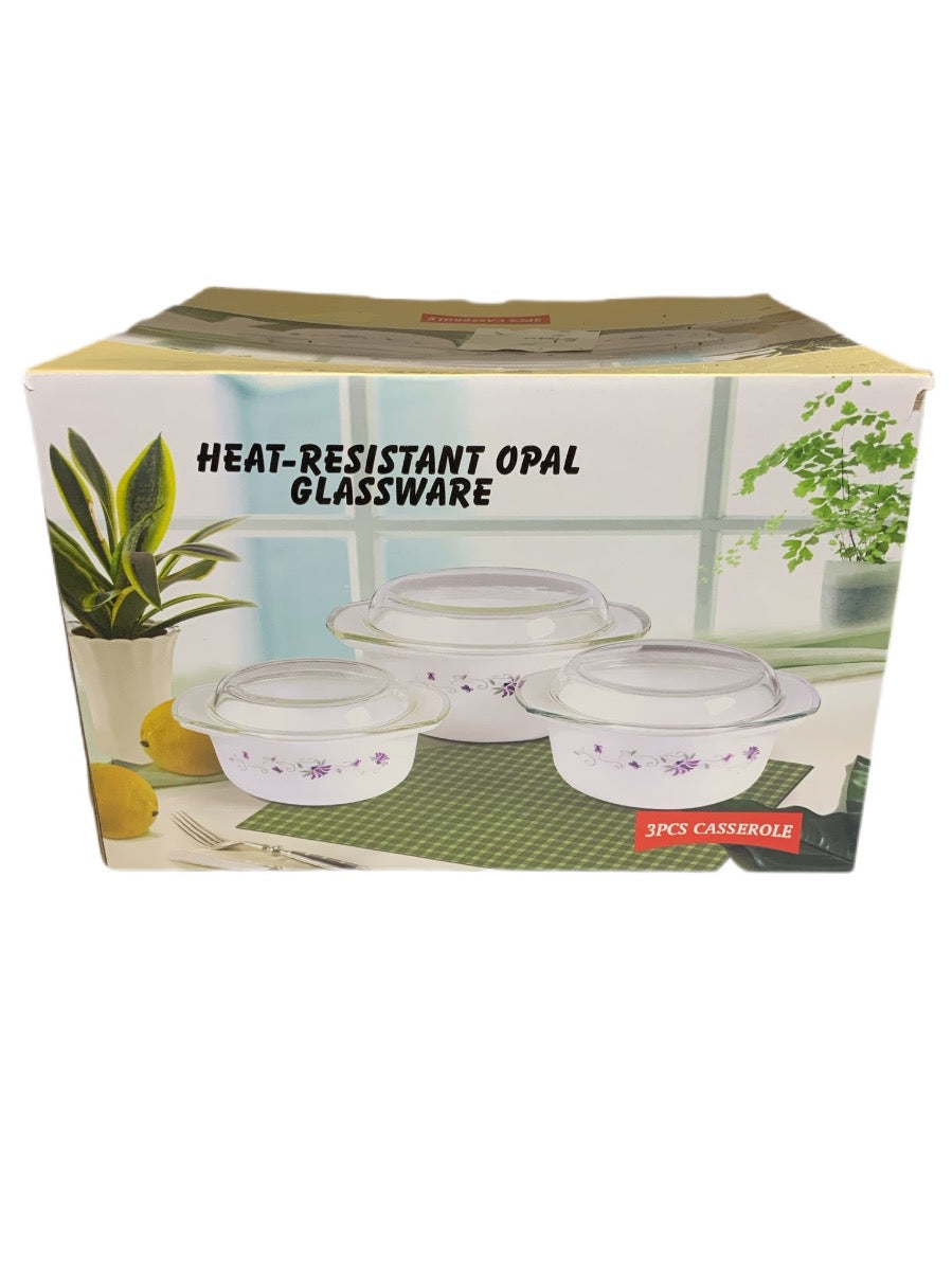 Romania Round Opal Casserole Set Set Of 3 - Image 3