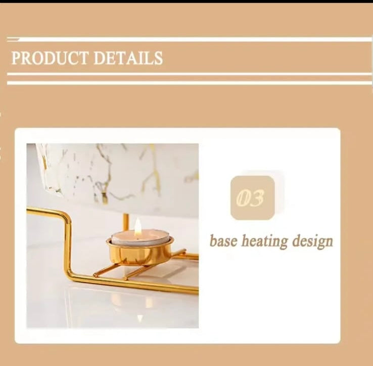 Medium Ceramic Chafing Dish Food Warmer With Glass Lid - Image 5