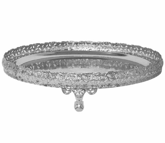 Silver Paandan Tray Round With Ball Feet Large Silver - Image 2