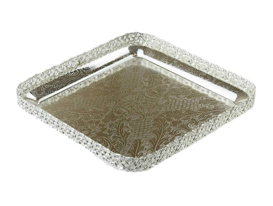 Square Silver Paandan Tray With Ball Feet Silver - Image 2