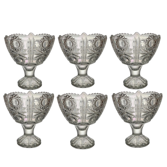 Footed Glass Ice Cream / Dessert Cups Pack Of 6 Cream - Image 2