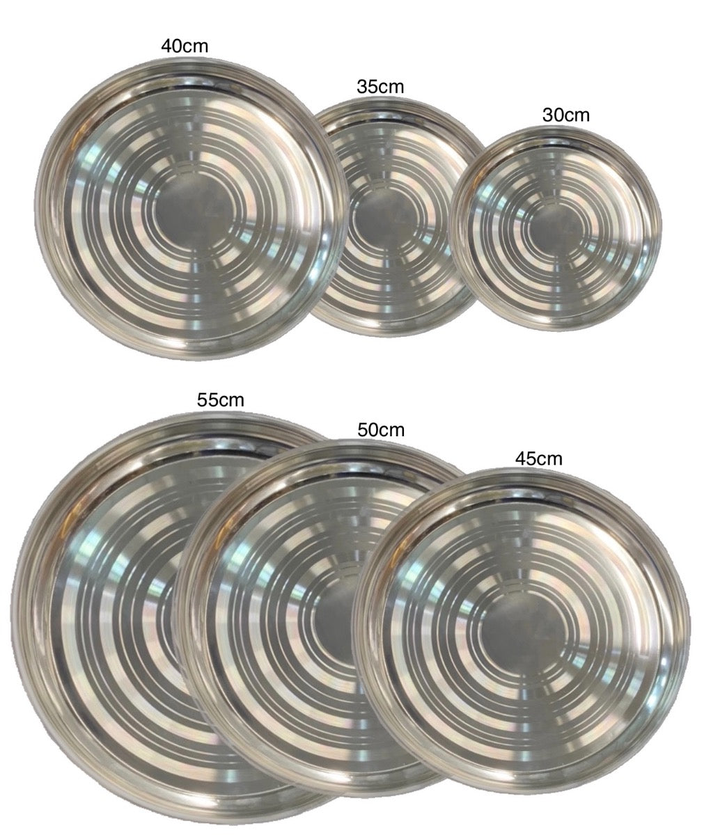 Stainless Steel Round Serving Tray Platter / Indian Thali THALI55CM 55cm - Image 2