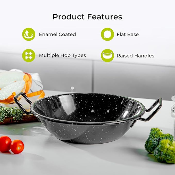 Mastercook Non Stick Enamel Karai / Wok WOK22CM 22cm - Image 3