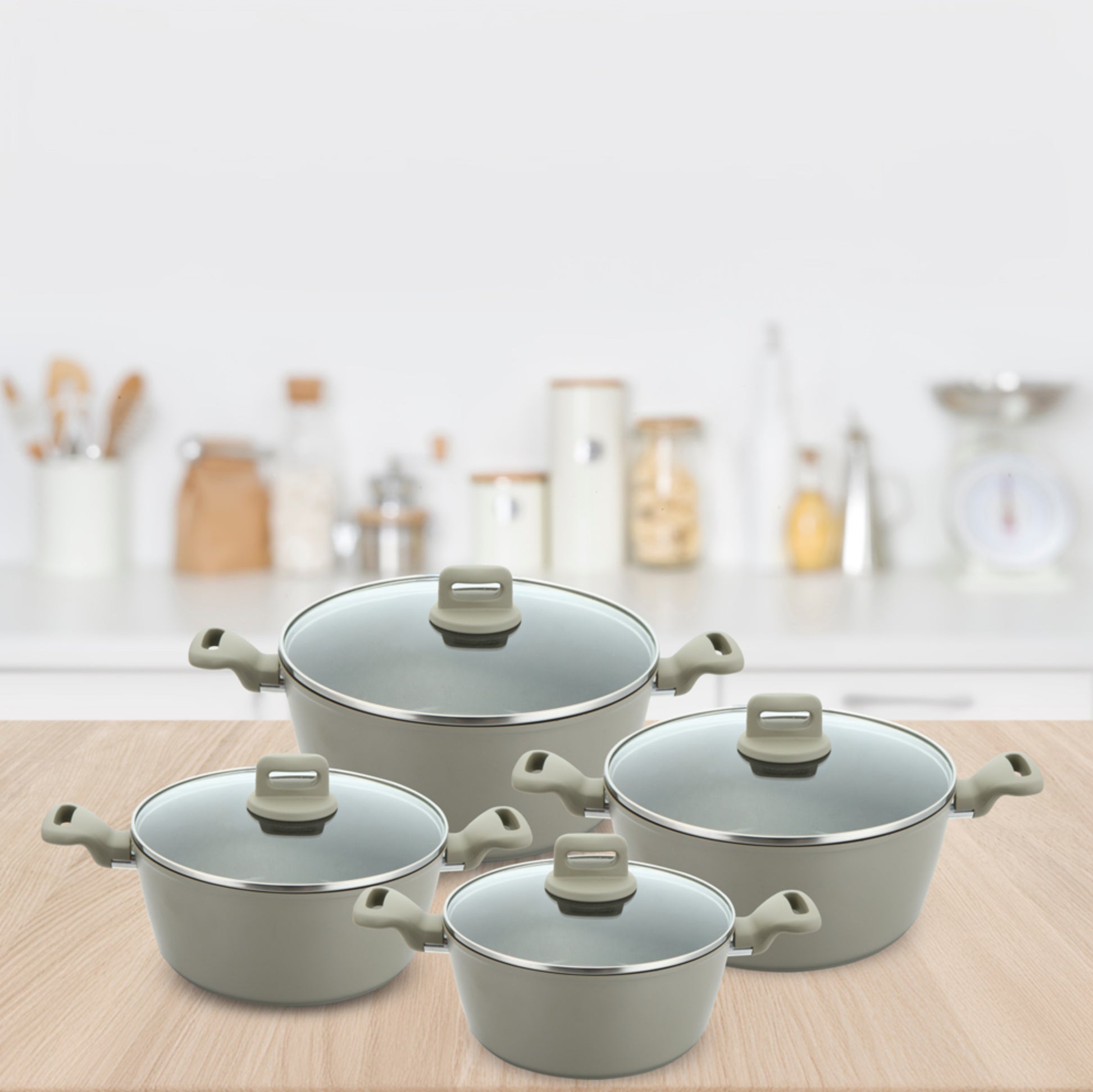 Zoya Stockpot Set With Glass Lid Forged Aluminium Body Ceramic Non Stick Coating Induction Ready - Image 5