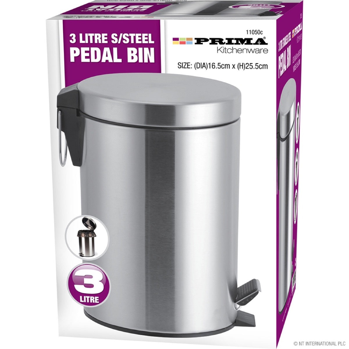 Stainless Steel Chrome Finish Pedal Bin 3l - Image 2