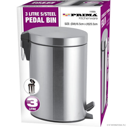 Stainless Steel Chrome Finish Pedal Bin 3l - Image 2
