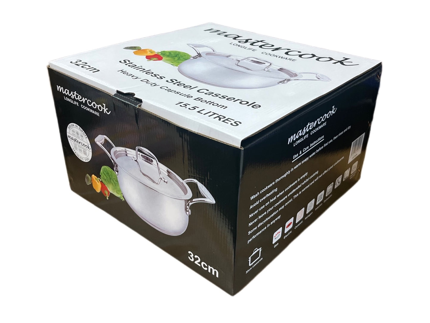 Mastercook Stainless Steel Casserole With Lid 32cm - Image 2