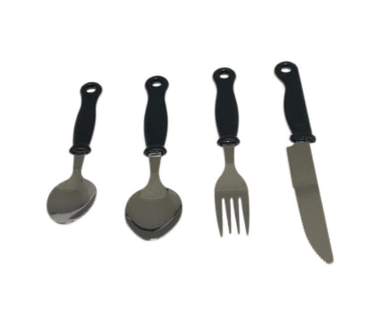 Black Cutlery Set With Stand SET24PC Black Set Of 24 - Image 3