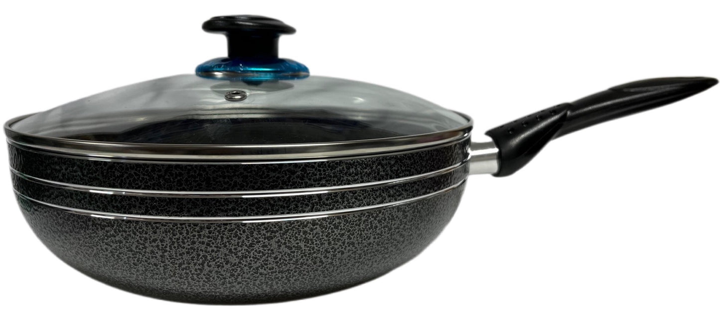 Non Stick Wok / Karai With Lid Plastic Handle LID24CM 24cm - Image 1