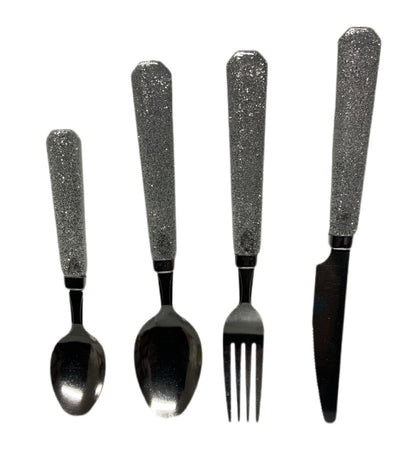 Sparkling Silver Cutlery Set With Stand SET24PC Silver Set Of 24 - Image 2