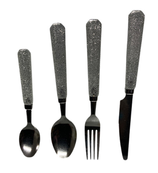 Sparkling Silver Cutlery Set With Stand SET24PC Silver Set Of 24 - Image 2