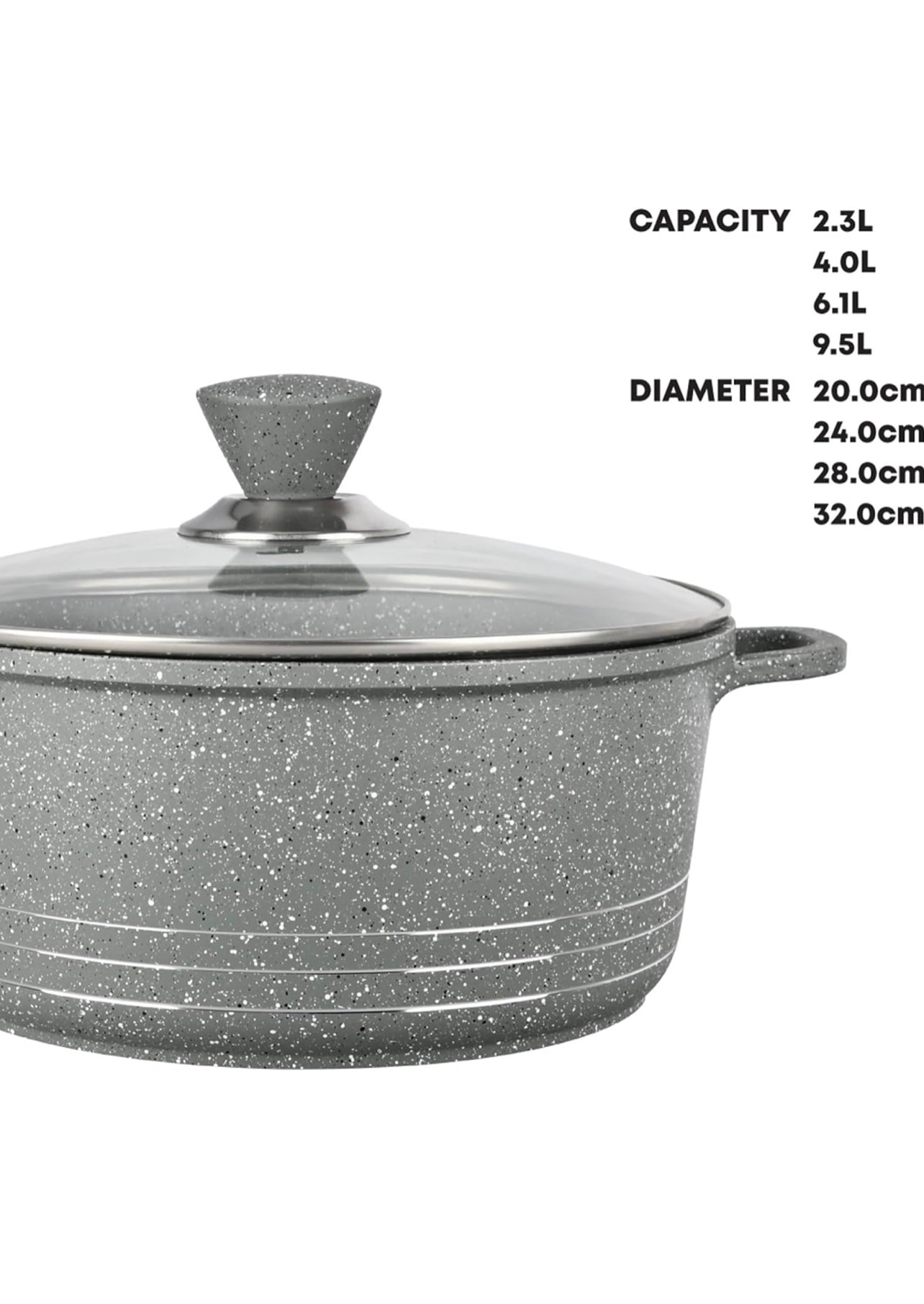 4Pc Grace Grey Die-Cast Non-Stick Induction Base Stockpot Set
