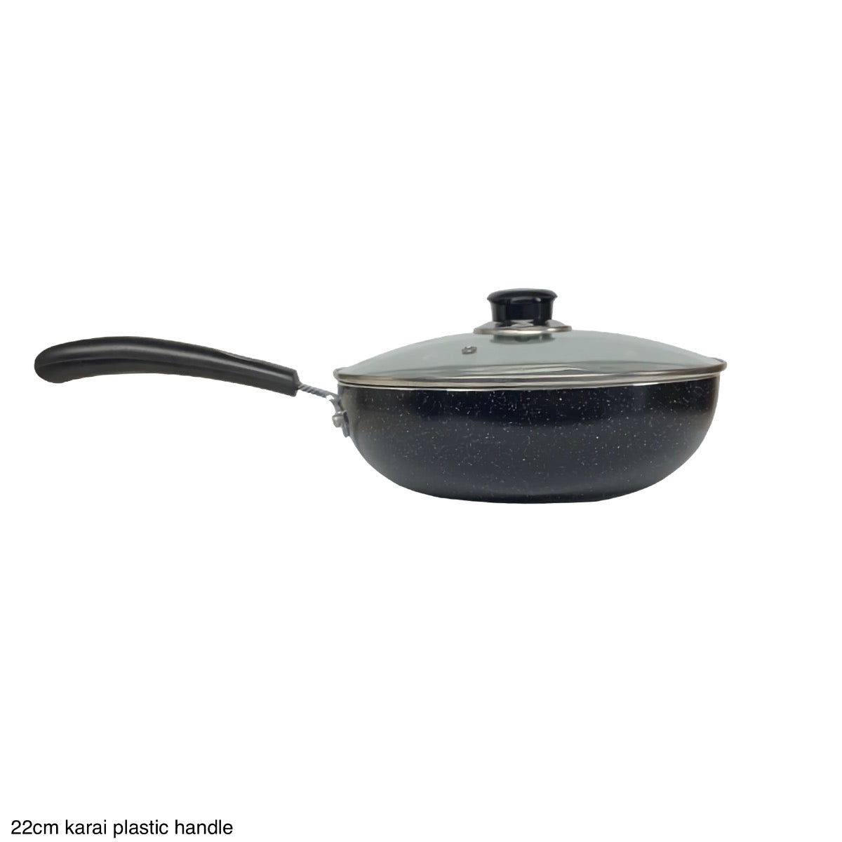 Mastercook Non Stick Wok / Karai With Lid Plastic Handle LID22CM 22cm - Image 1