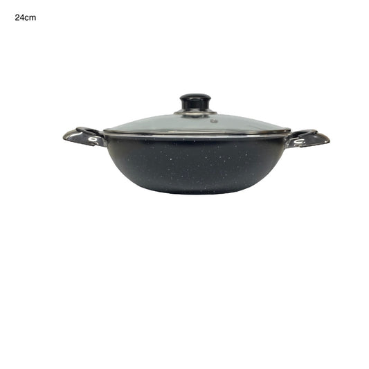 Mastercook Non Stick Wok / Karai With Lid LID24CM 24cm - Image 1