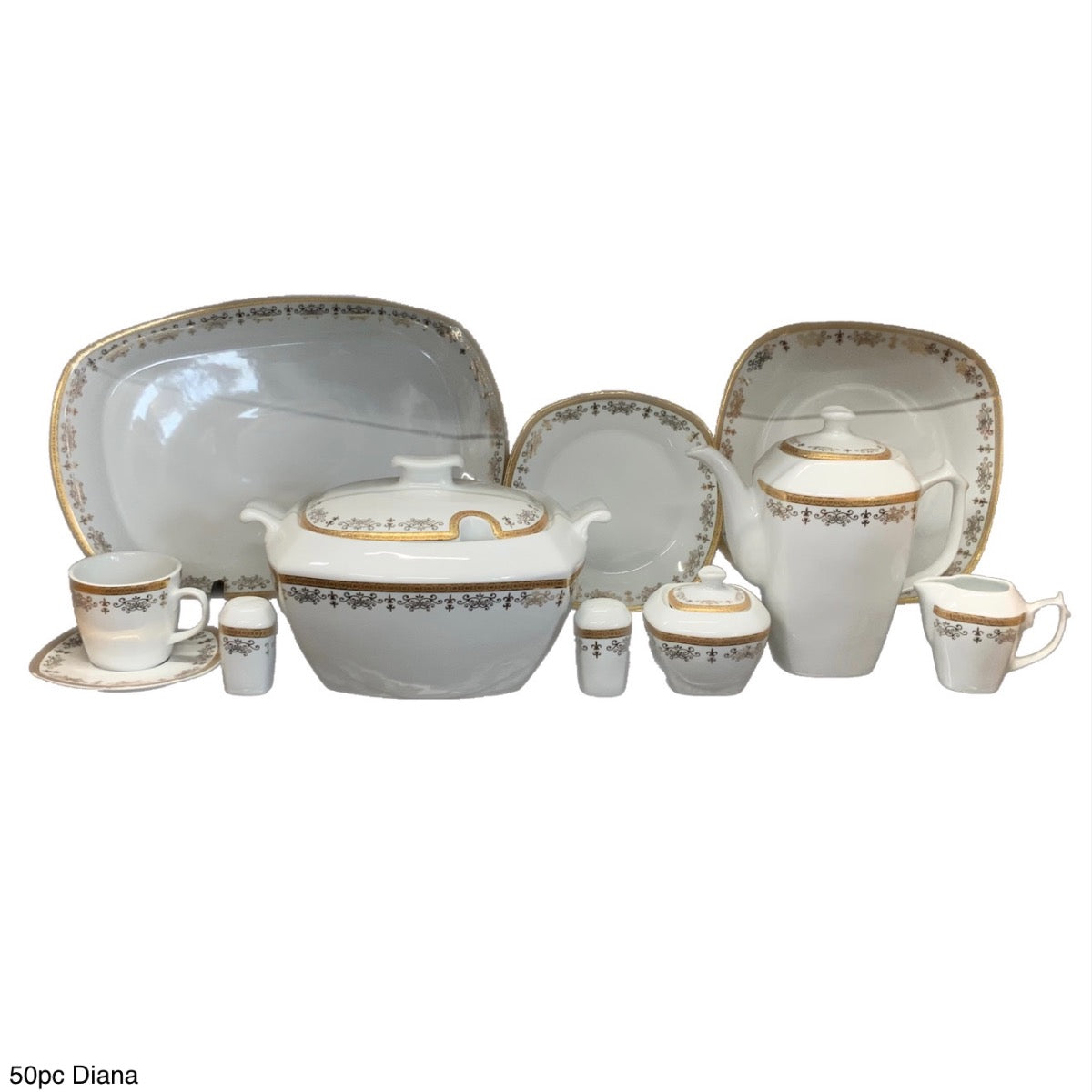 Donya Porcelain Square Dinner Set PORCELAIN50 Set Of 50 - Image 1