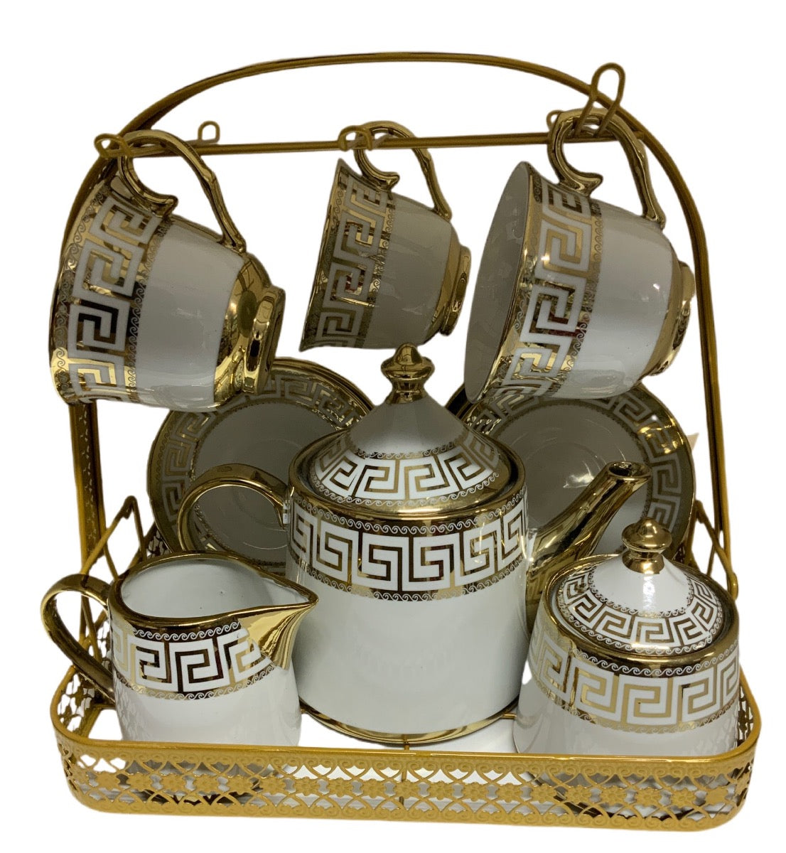 Gold Tea Set With Stand SET15PC Gold Set Of 15 - Image 1