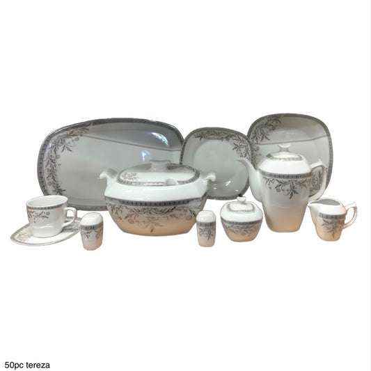 Tereza Porcelain Square Dinner Set PORCELAIN50 Set Of 50 - Image 1