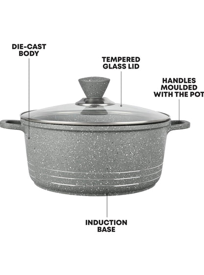 4Pc Grace Grey Die-Cast Non-Stick Induction Base Stockpot Set