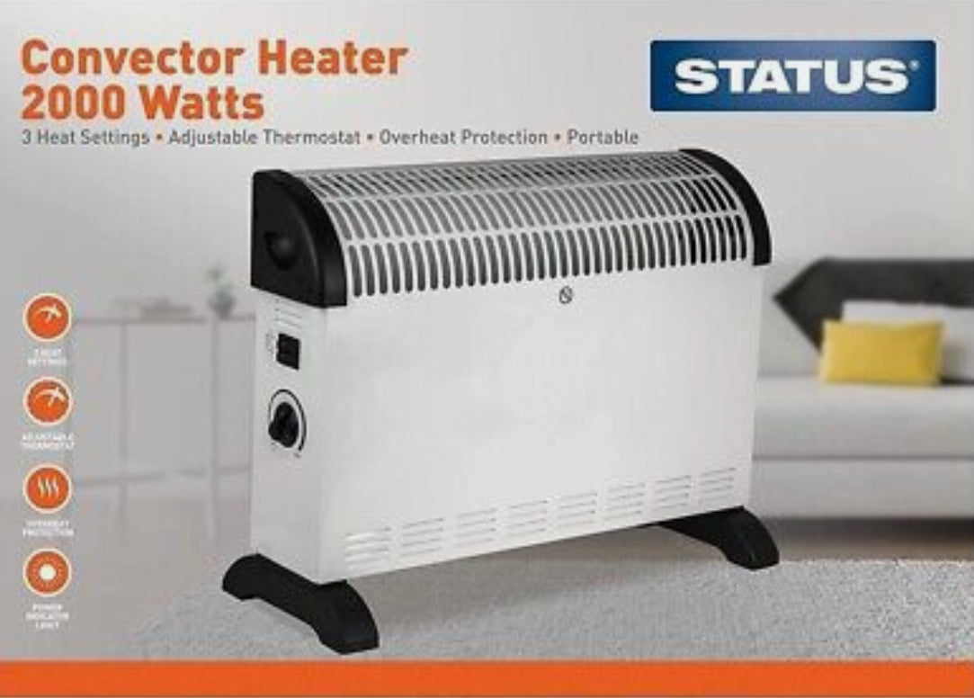 Status 2000 Watt Convector Heater With Thermostat Control Home Indoor Heating STATUS2000 - Image 2