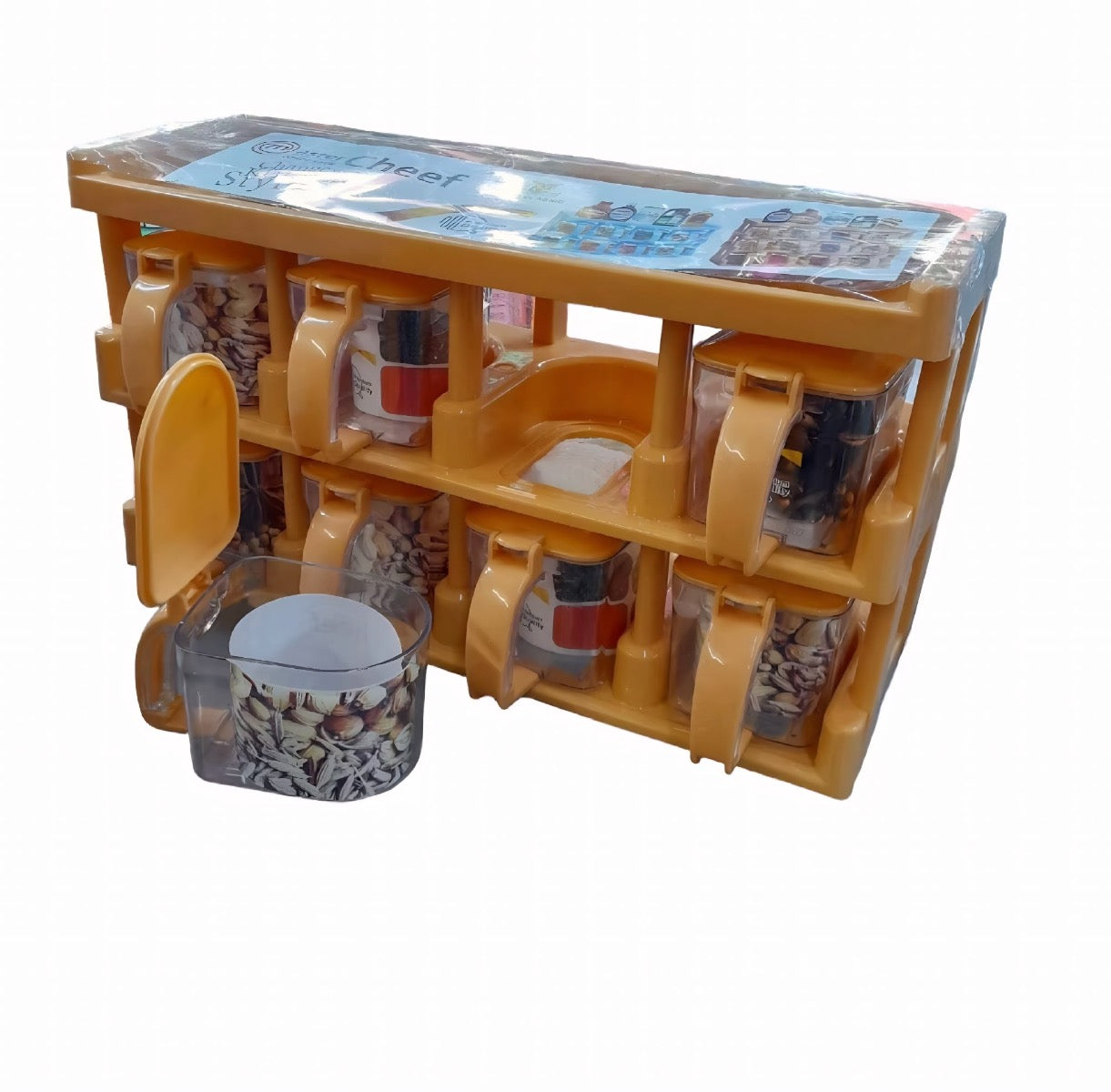 2 Tier Plastic Spice/masala Rack Storage Set With Spoon Set Of 8 - Image 2