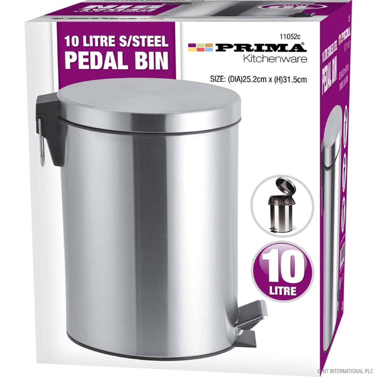 Stainless Steel Chrome Finish Pedal Bin 10l - Image 2