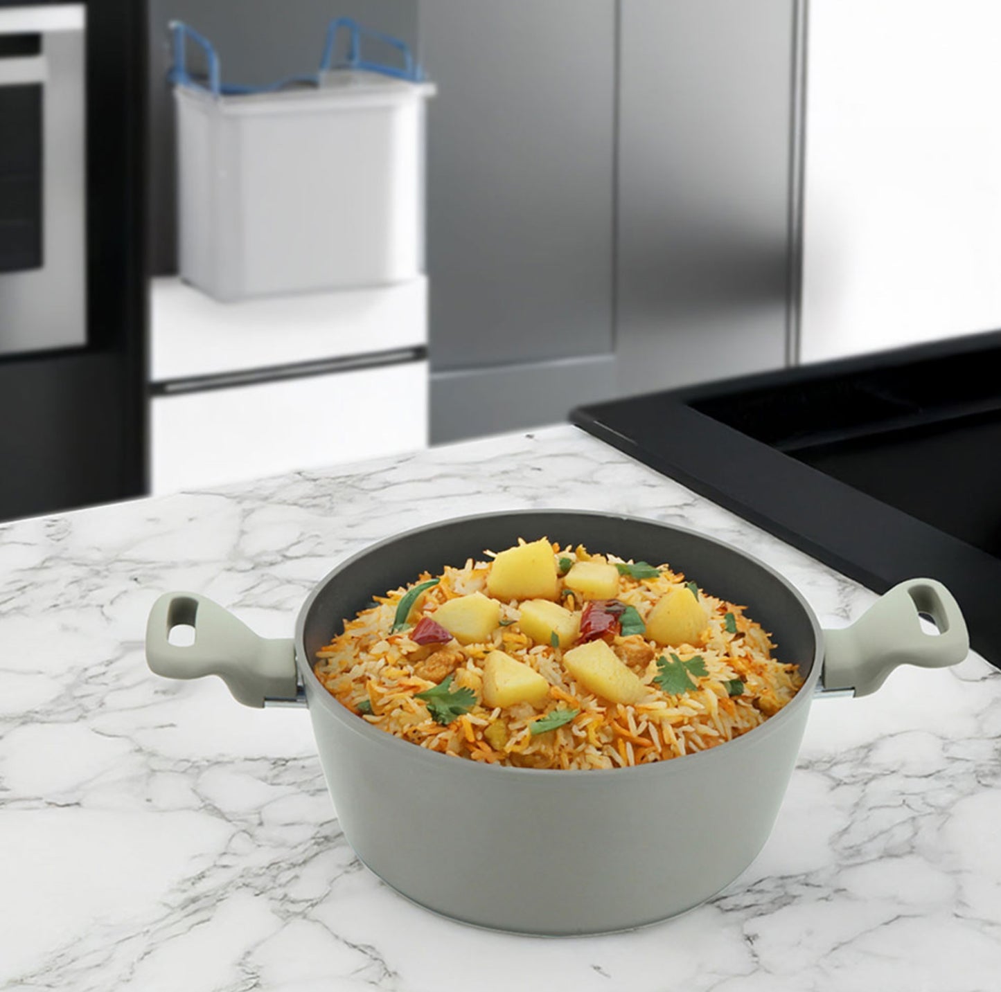 Zoya Stockpot Set With Glass Lid Forged Aluminium Body Ceramic Non Stick Coating Induction Ready - Image 9