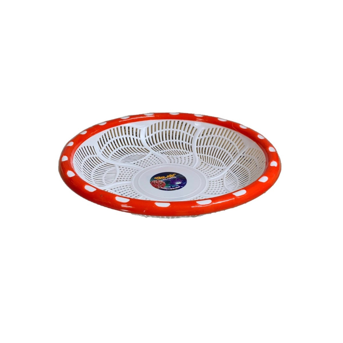 Red & White Plastic Roti Dish / Chabba / Chabla Red - Image 1