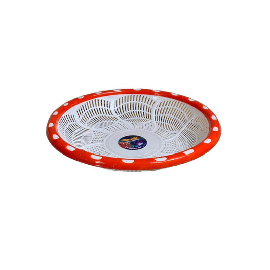 Red & White Plastic Roti Dish / Chabba / Chabla Red - Image 1