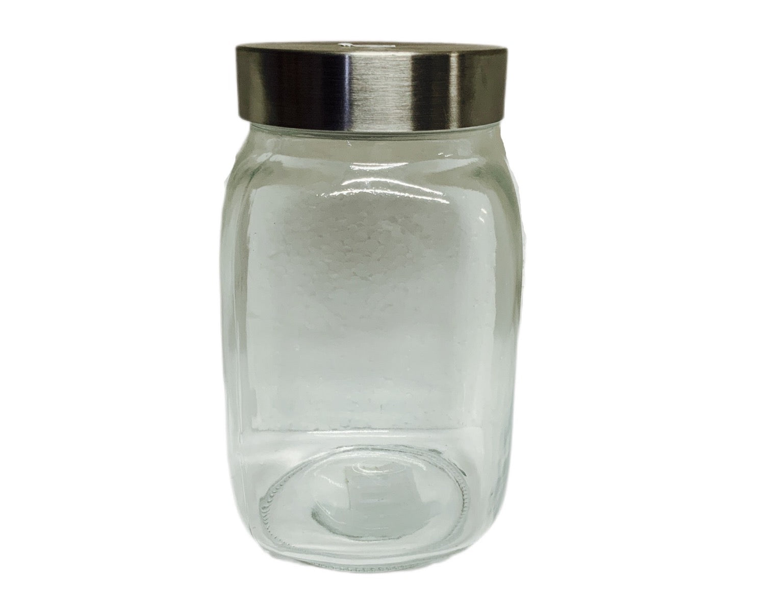 Square Glass Jar With Silver Lid LID1000ML Silver 1000ml - Image 1