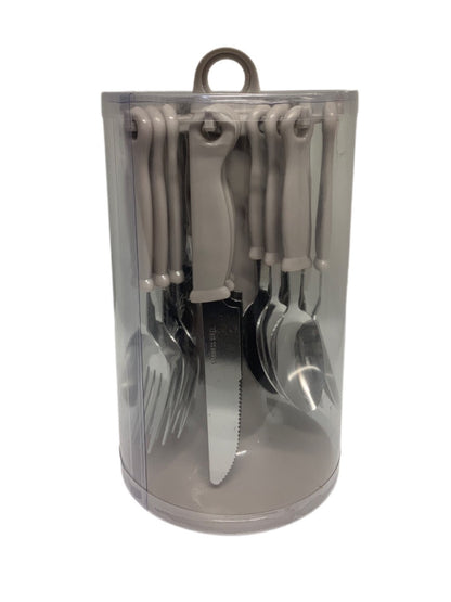 Light Grey Cutlery Set With Stand SET24PC Grey Set Of 24 - Image 2