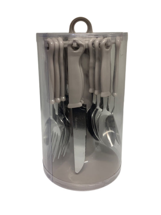 Light Grey Cutlery Set With Stand SET24PC Grey Set Of 24 - Image 2