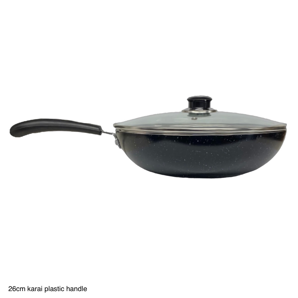 Mastercook Non Stick Wok / Karai With Lid Plastic Handle LID26CM 26cm - Image 1