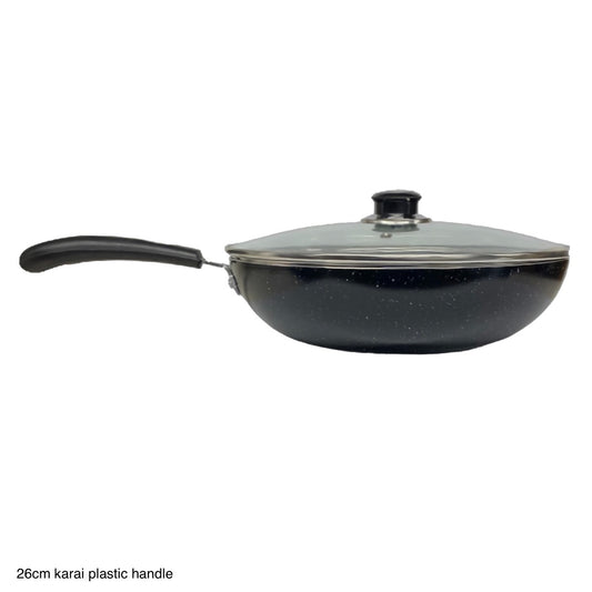 Mastercook Non Stick Wok / Karai With Lid Plastic Handle LID26CM 26cm - Image 1