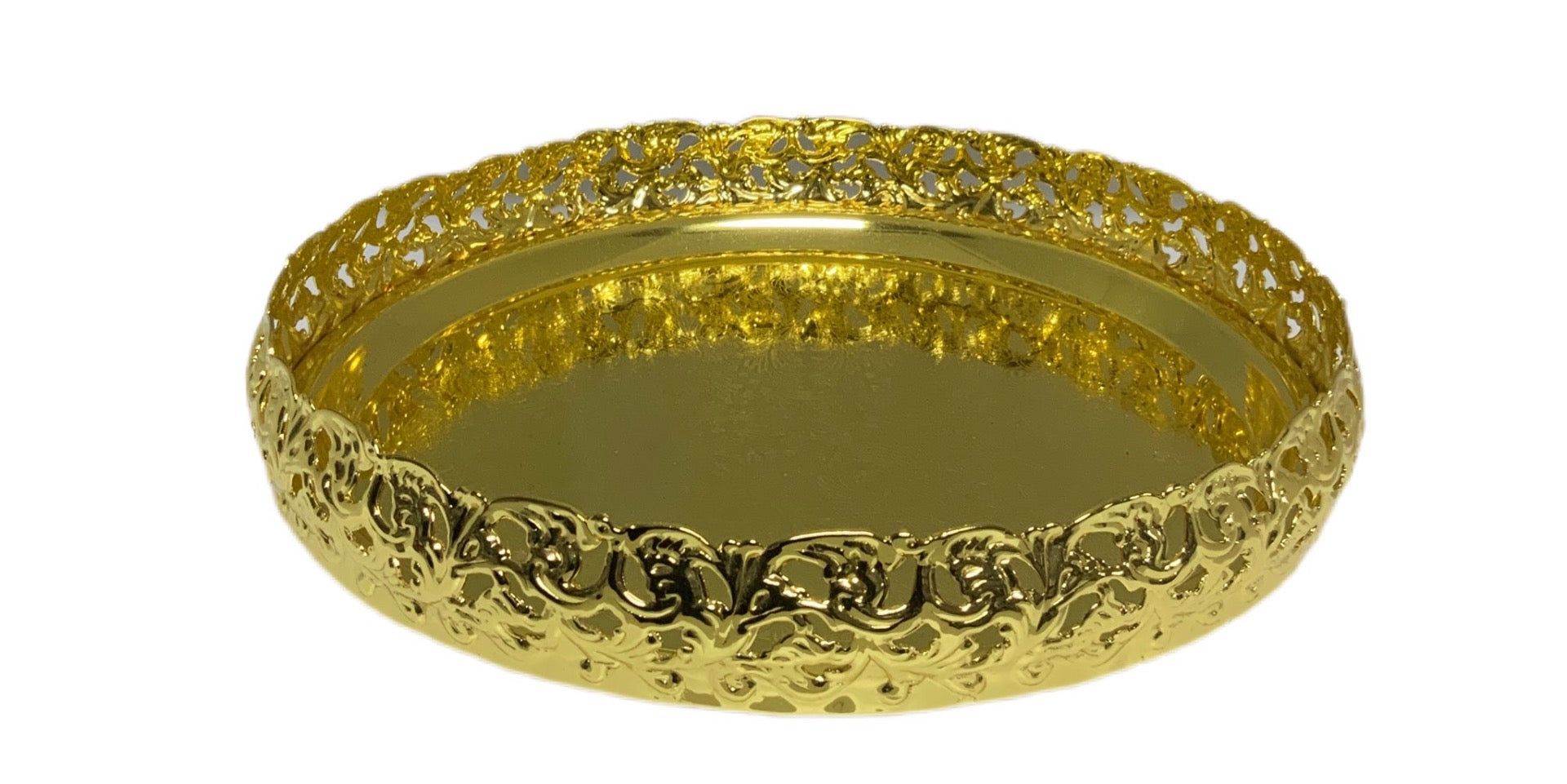 Gold Paandan Tray Round With Ball Feet Gold - Image 1