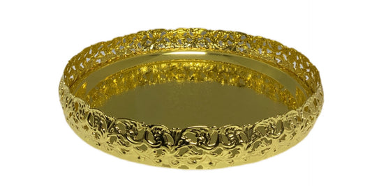 Gold Paandan Tray Round With Ball Feet Gold - Image 1