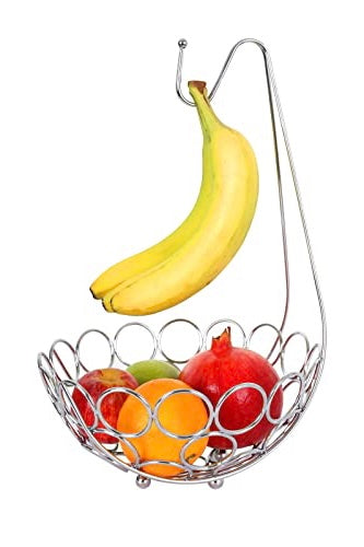 Silver Fruit Basket With Banana Holder Silver - Image 2