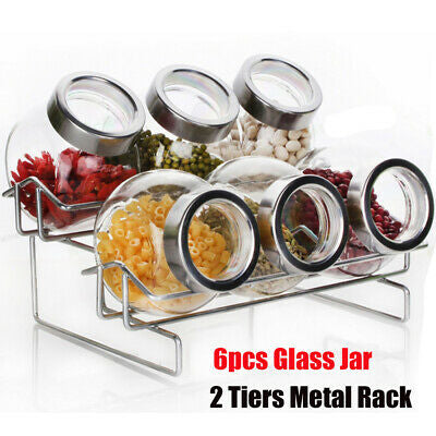 Glass Spice Jar Set On Stand Set Of 6 - Image 2