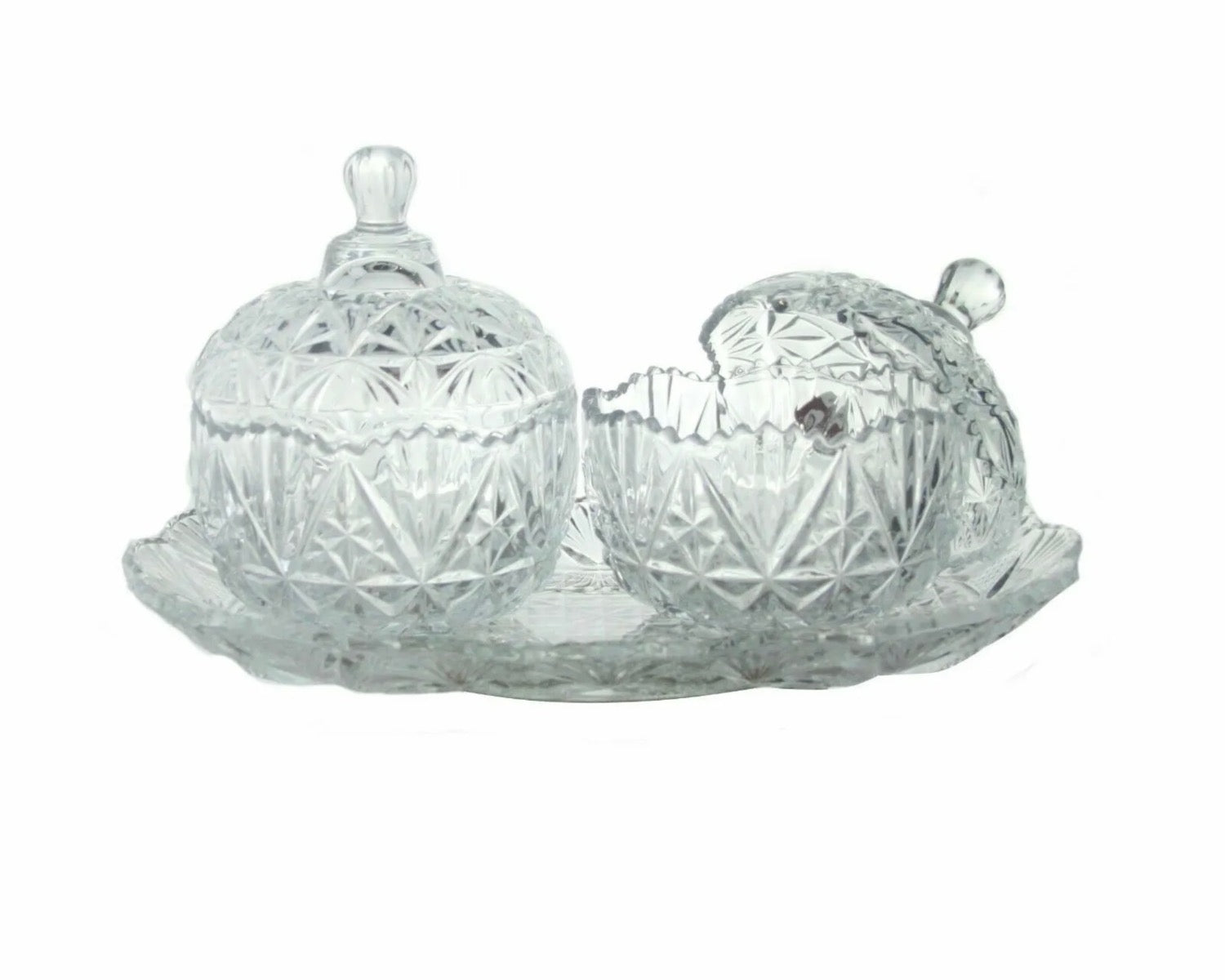 Glass Candy Bowl Set With Tray Set Of 3 - Image 5