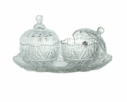 Glass Candy Bowl Set With Tray Set Of 3 - Image 5