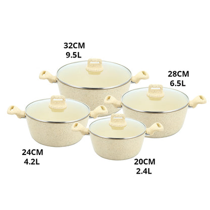 Zoya Ceramic Non-Stick Stockpot 4 Piece Set with Glass Lids – Forged Aluminium, Induction Ready