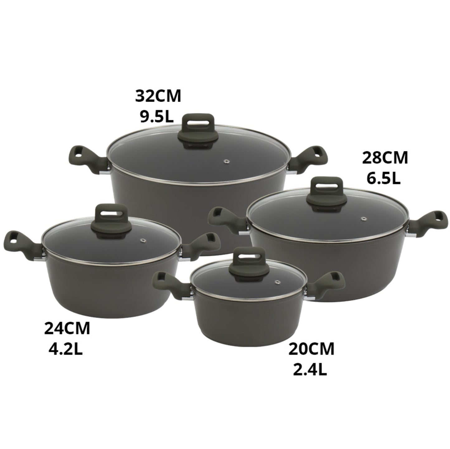 Zoya Stockpot Set With Glass Lid Forged Aluminium Body Ceramic Non Stick Coating Induction Ready - Image 4