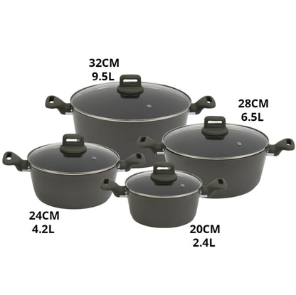 Zoya Stockpot Set With Glass Lid Forged Aluminium Body Ceramic Non Stick Coating Induction Ready - Image 4