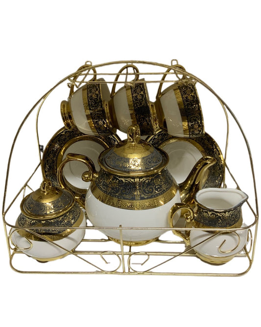 Bone China Tea Set With Stand SET17PC Set Of 17 - Image 1