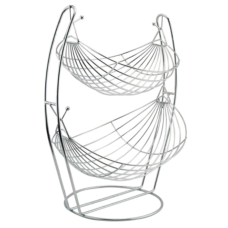 2 Tier Swing Fruit Basket Chrome - Image 2