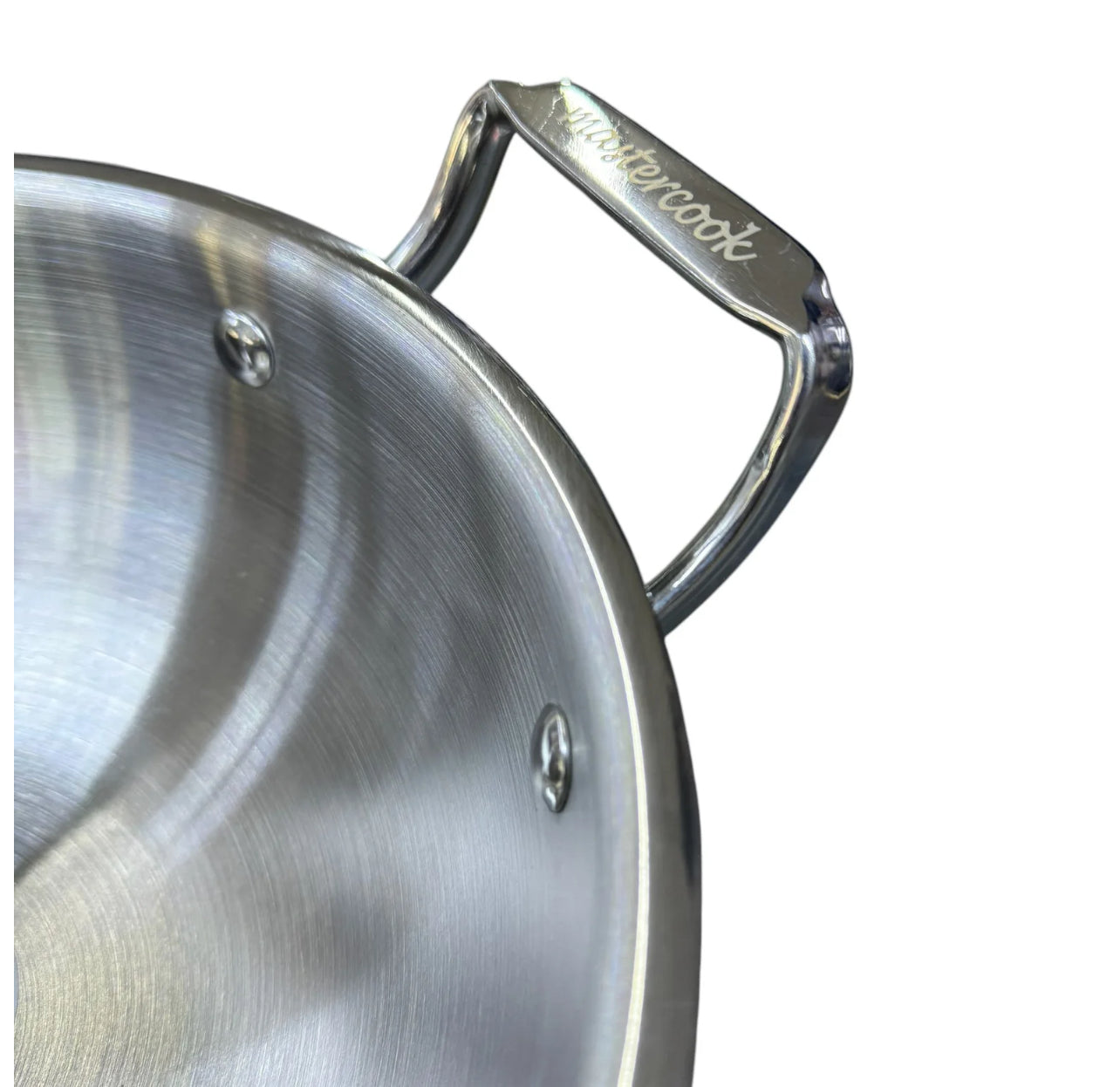 Mastercook Stainless Steel Karai/wok With Glass Lid Tri Ply Body Induction Friendly STEEL32CM 32cm - Image 6