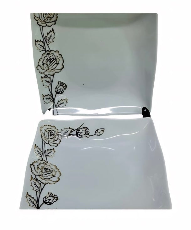 Square White Porcelain Dinner Set White Set Of 26 - Image 4