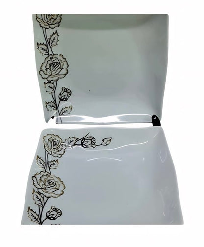 Square White Porcelain Dinner Set White Set Of 26 - Image 4