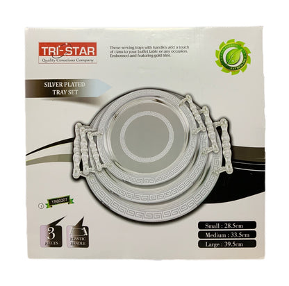 Silver Serving Tray Round Silver Set Of 3 - Image 3