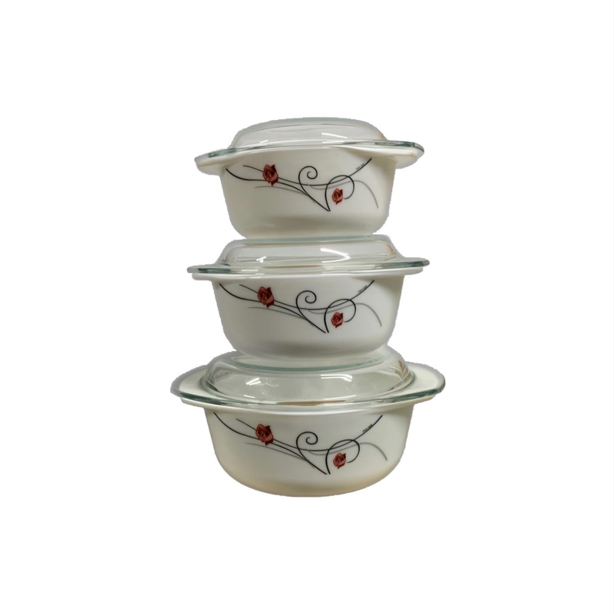 Rose Round Opal Casserole Set Set Of 3 - Image 1