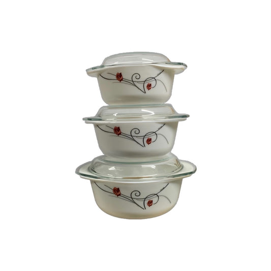 Rose Round Opal Casserole Set Set Of 3 - Image 1